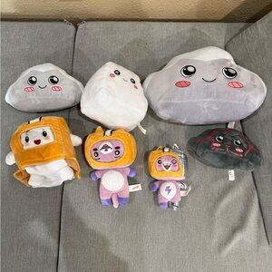 Adorable Plush Toy Set with Gray and Purple Characters